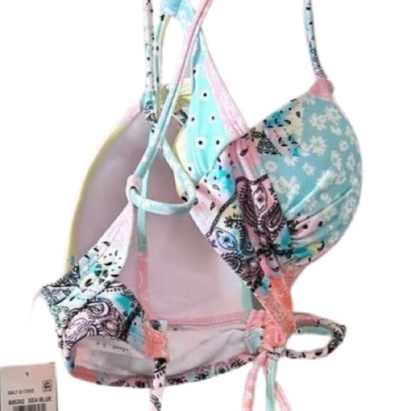 NWT Salt + Cove Juniors' Tunnel-Front Midkini Top swimwraf, swimming suit - Picture 5 of 9